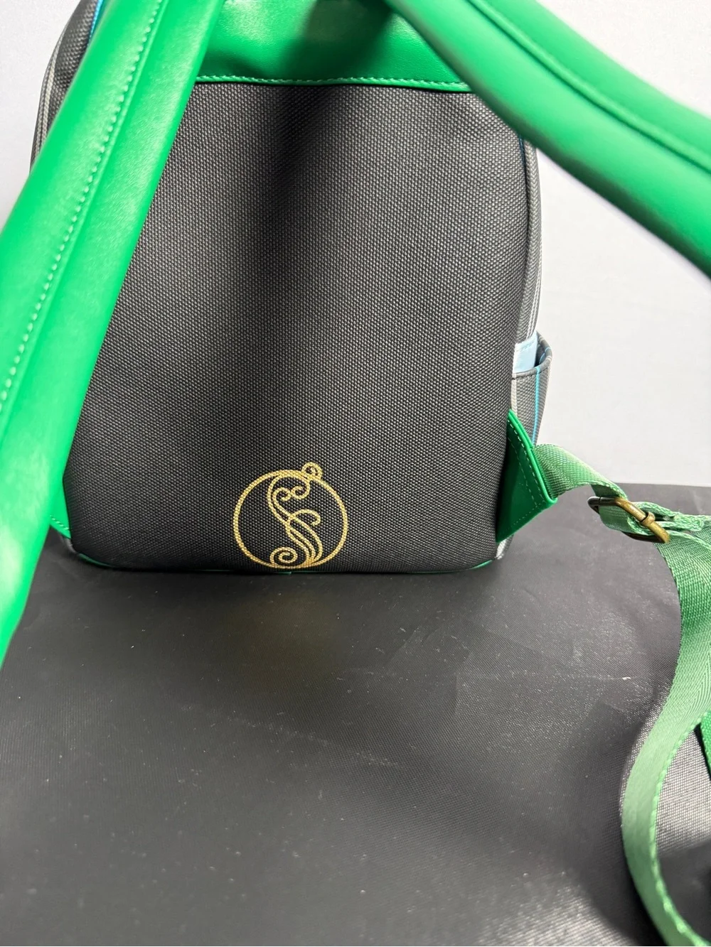 Loungefly Wicked Gray Mini Backpack with Green & Blue Accents